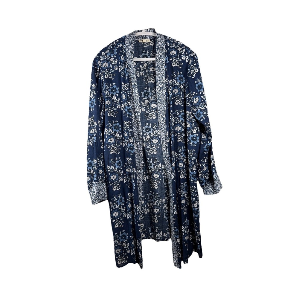 Rebellion Again Large Open Front Cardigan Boho Beach Cover Up Floral Bell Sleeve